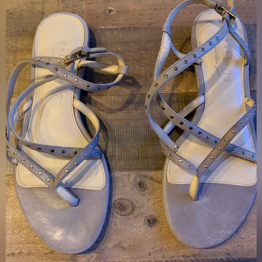 Talbots sandals with silver round grommets